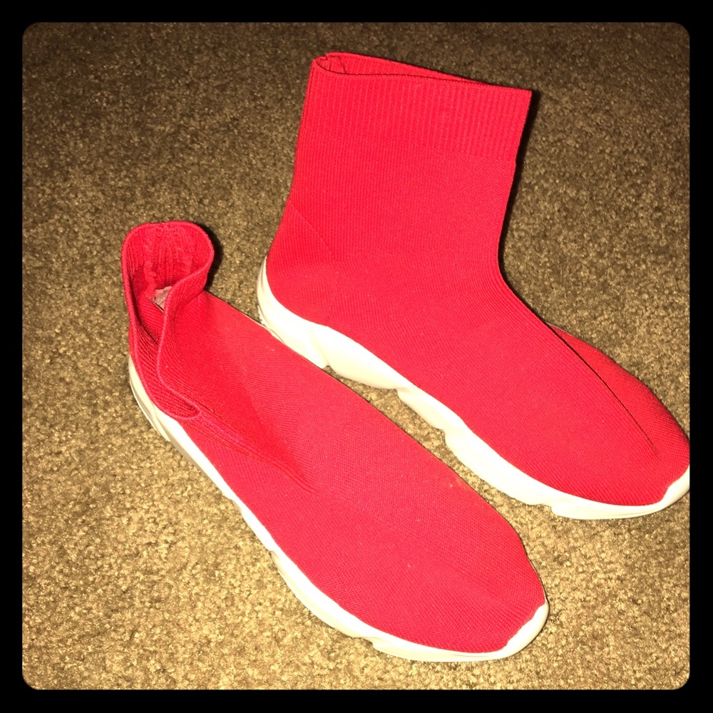Red sock shoes